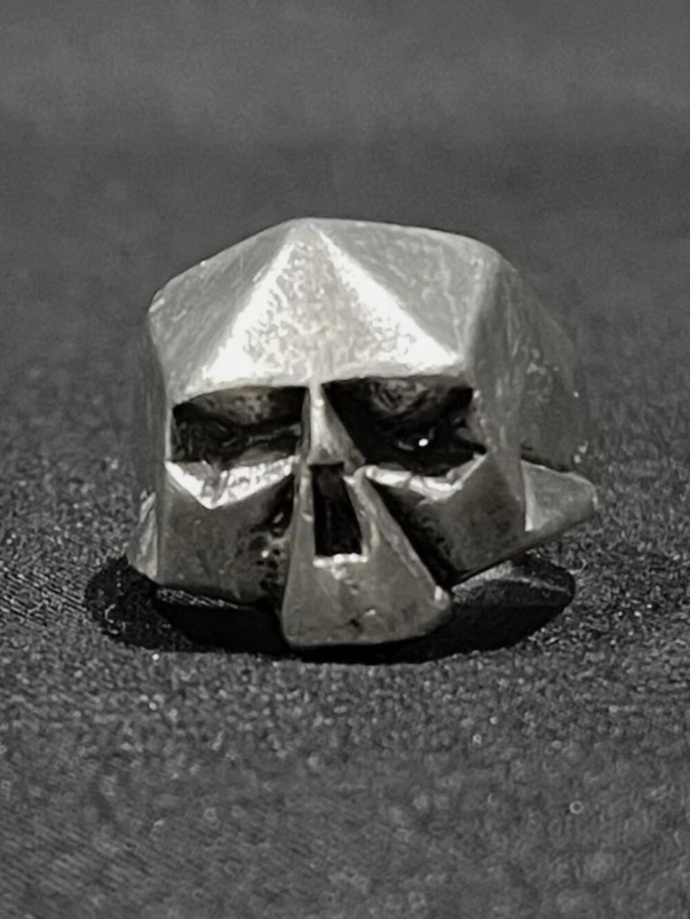 Heavy Solid 925 Sterling Silver Geometric LowPoly Skull Ring 17g French Hallmark